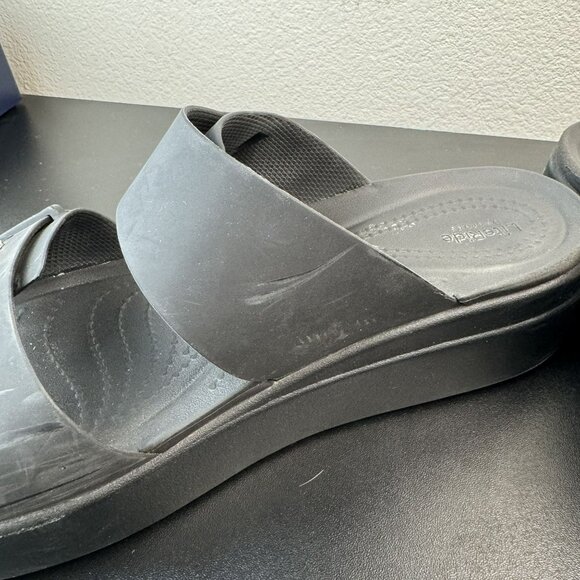 CROCS Black Platform Sandals - Picture 2 of 9